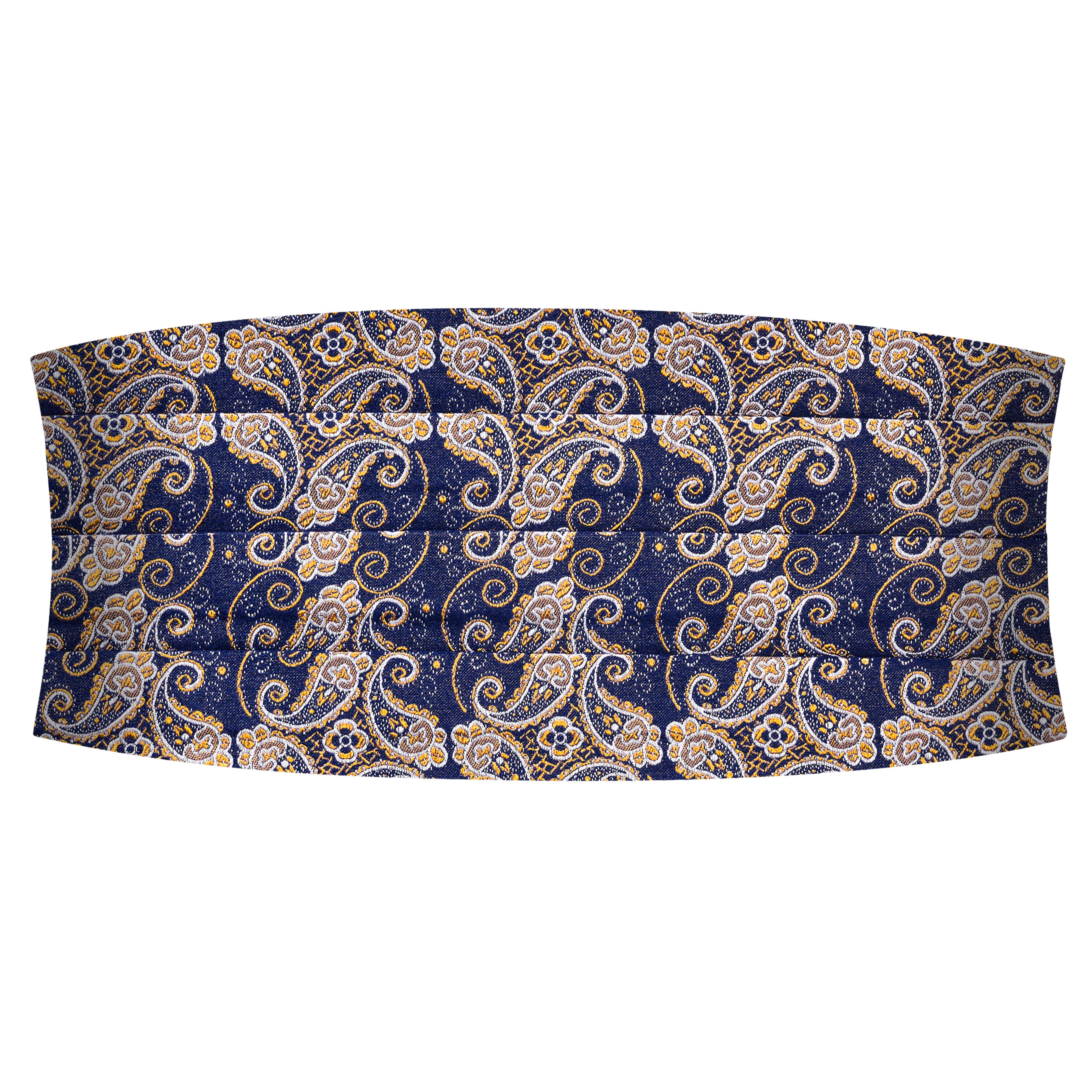 Blau & Gold Kummerbund aus Seide mit Paisleymuster